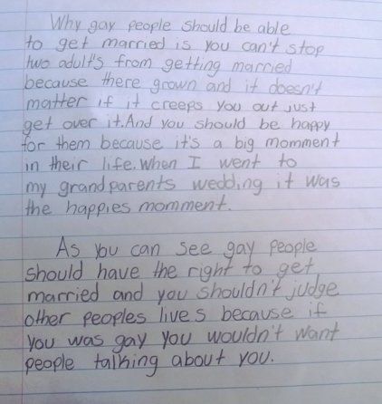 Fourth graders essay on marriage equality