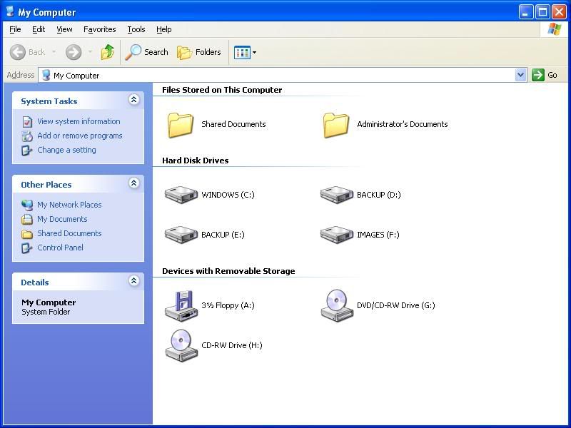 'my computer' screen shot for XP