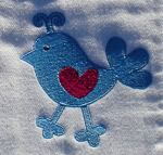 Embroidered Chickadee DSQ Prefold Diaper *reduced*