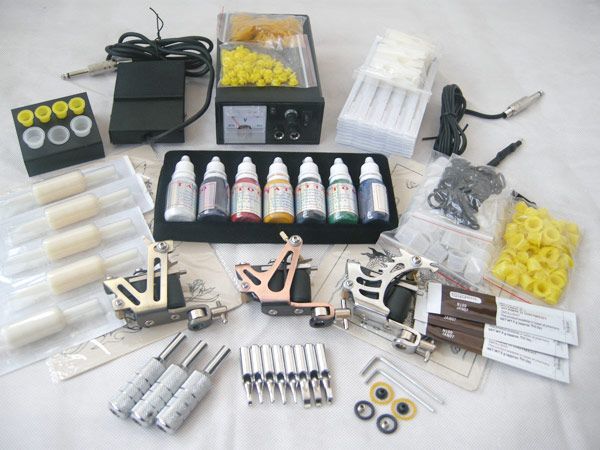 Tattoo Kit 3 Tattoo Guns Tips Power Supplys Inks