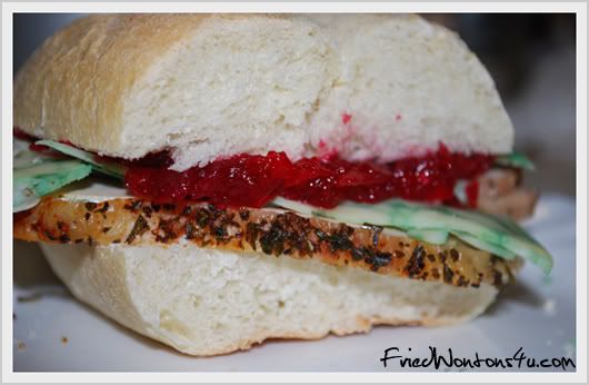 Turkey Sandwich with Cranberry Pomegranate Sauce and Sage Derby Cheese
