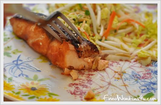 Miso Kochujang Salmon with Shredded Napa Cabbage Salad