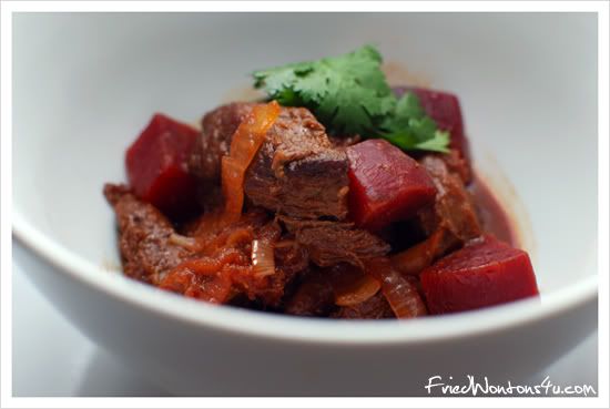 Braised beef with beets Beets add a natural sweetness in this twist on a classic Chinese dish.