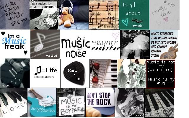 music My Music Collage. Well I am interested in alot of different things.