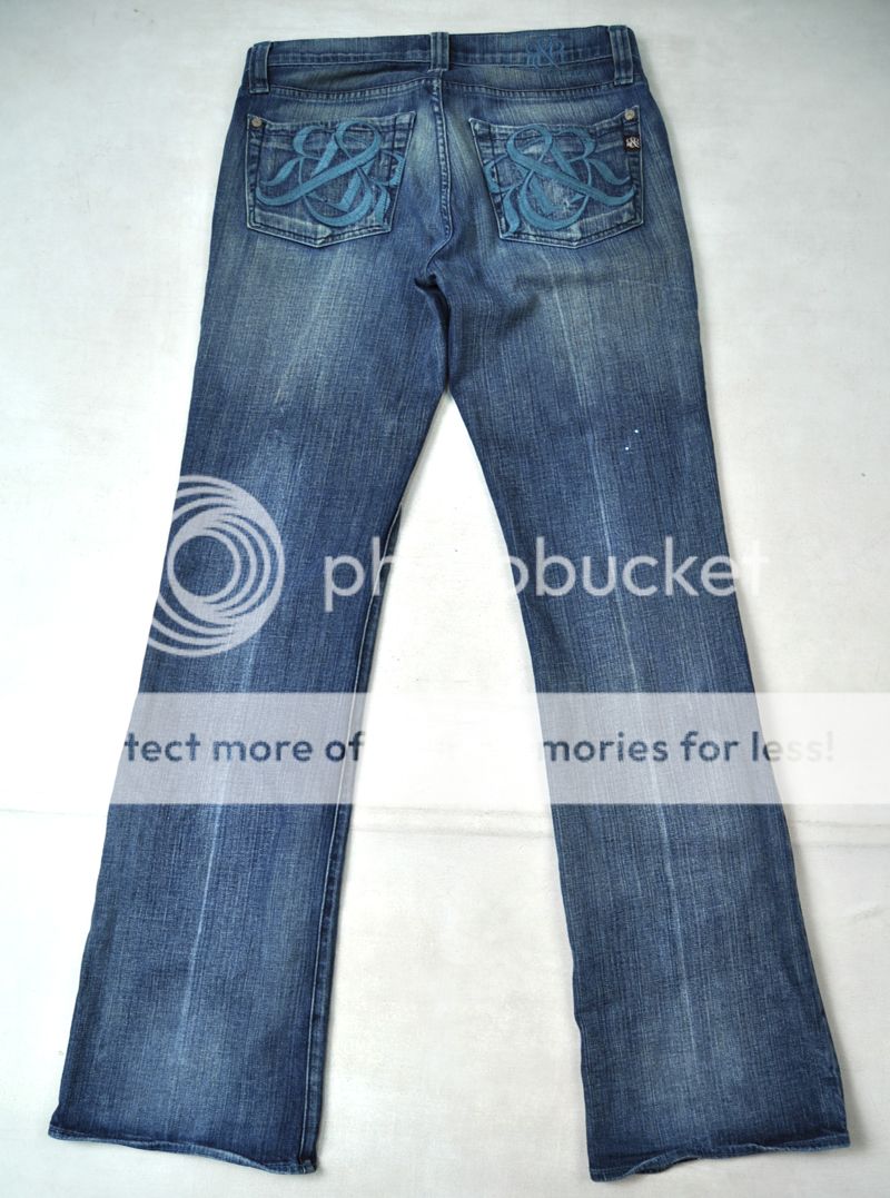 ROCK & REPUBLIC Floyd Impact Clash Logo Blue Jeans 33/34 USA  