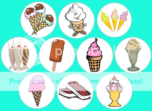 ICE CREAM pin button set sundae milkshake party favor  