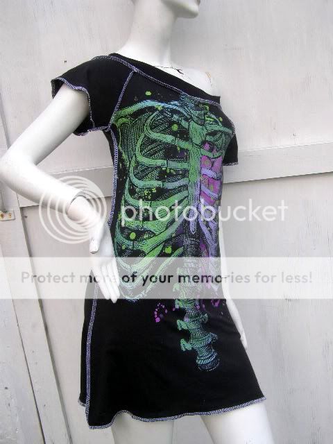 Zombie Skeleton Torso Dress DIY Shirt s XL Ribcage Human Heart Halloween Costume