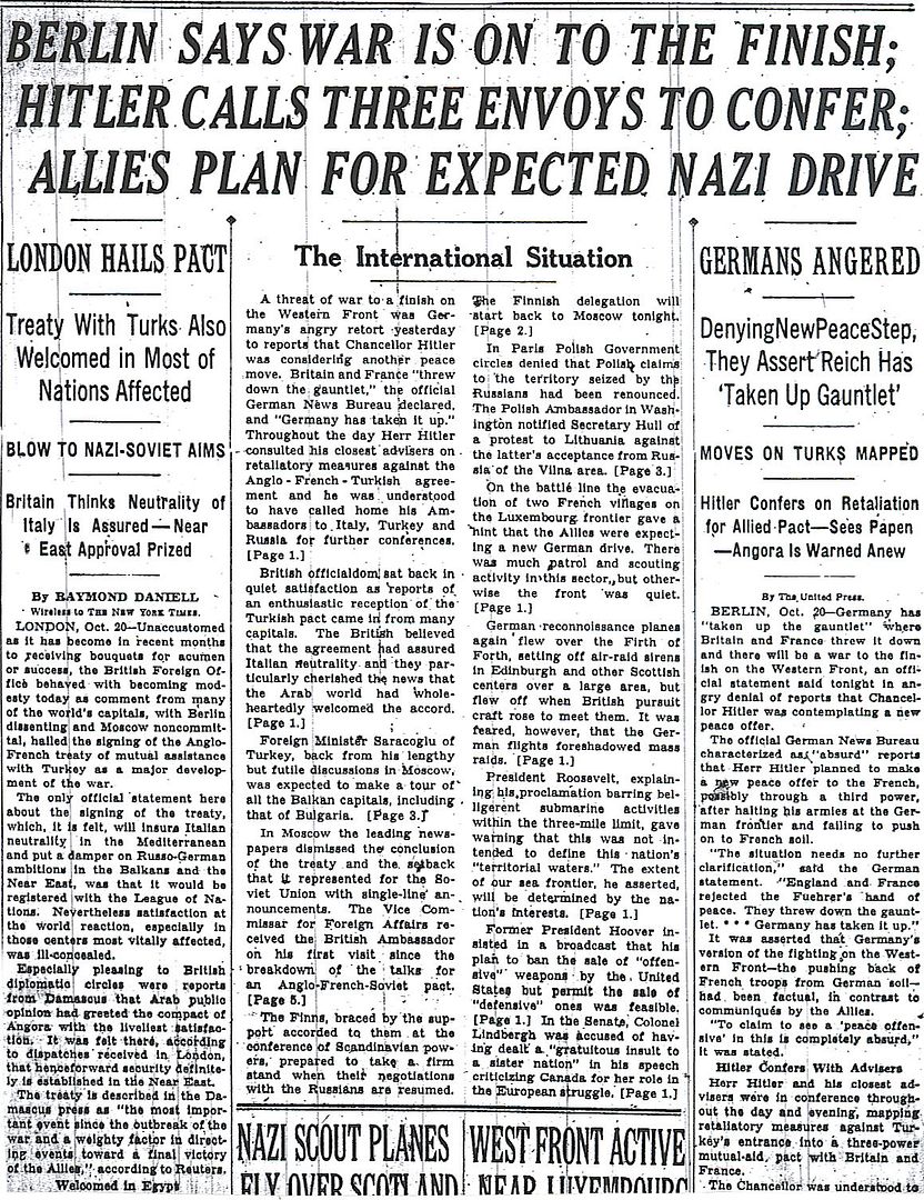 BERLIN SAYS WAR IS ON TO THE FINISH (10/21/39)