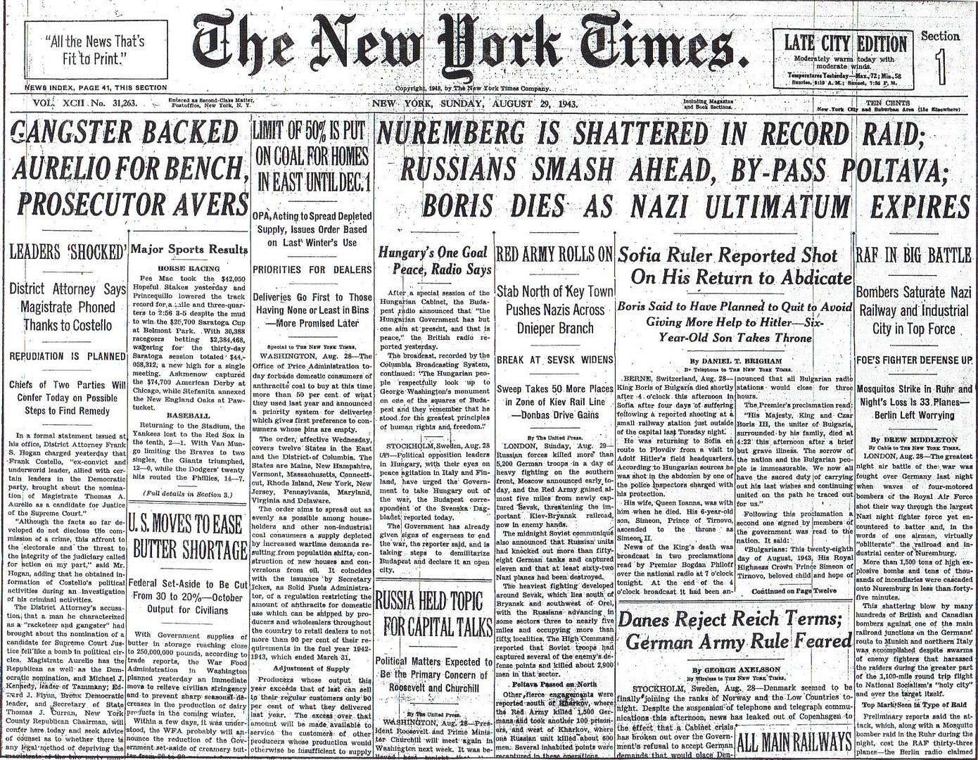 NUREMBERG IS SHATTERED IN RECORD RAID; RUSSIANS SMASH AHEAD, BY-PASS ...