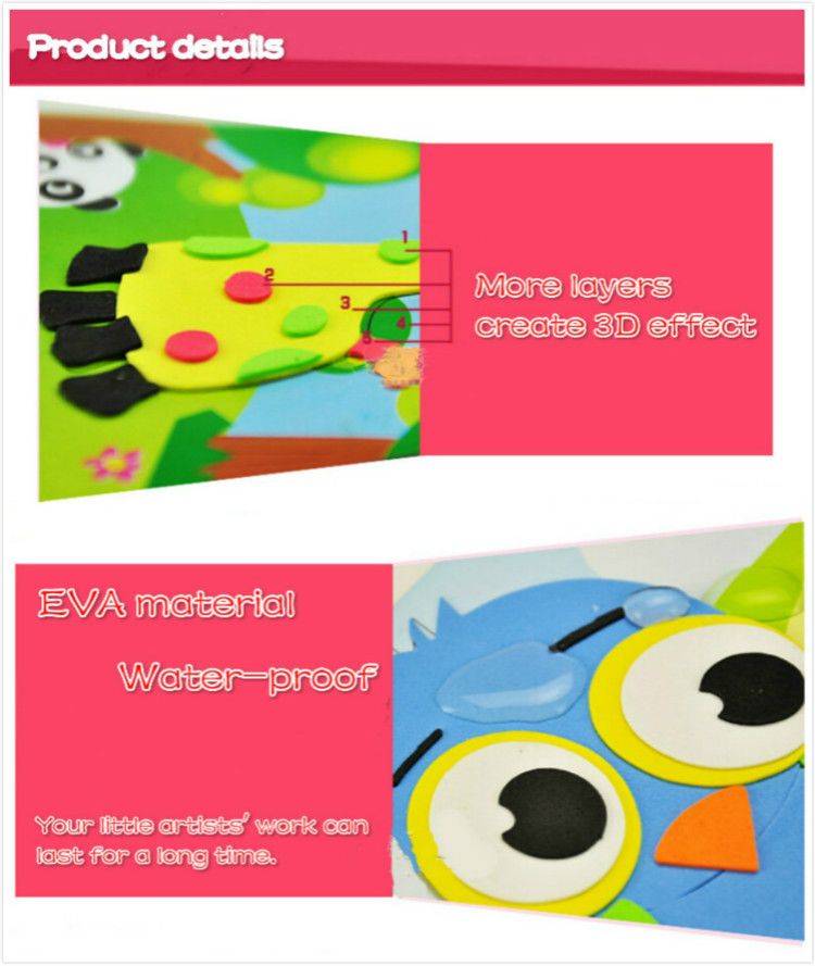 10pcs Large Mess-free Educatioal EVA Sticker Self-adhesive Drawing Kids Crafts
