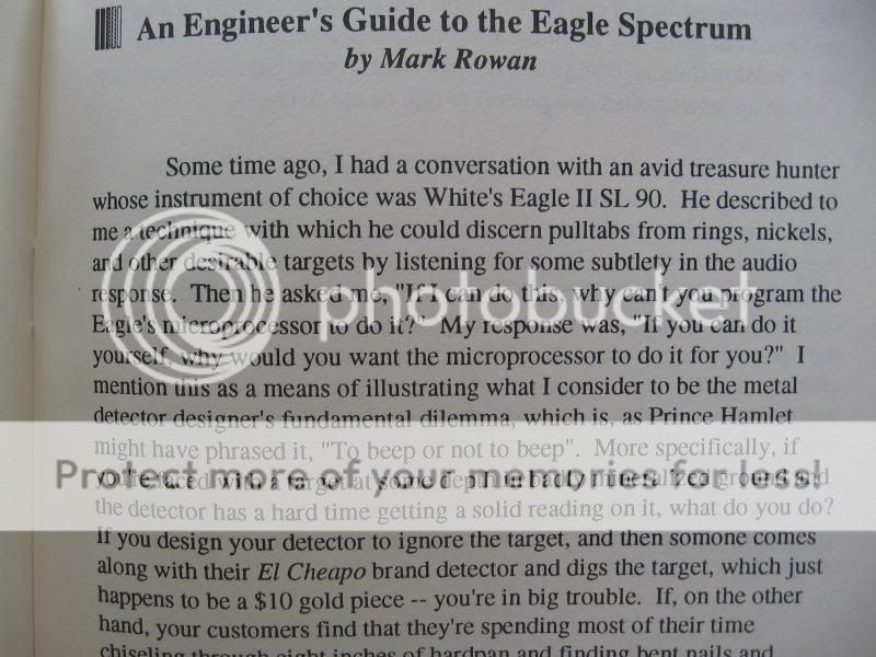 White’s “Spectrum & Silver Eagle Field Evaluation & Engineering 